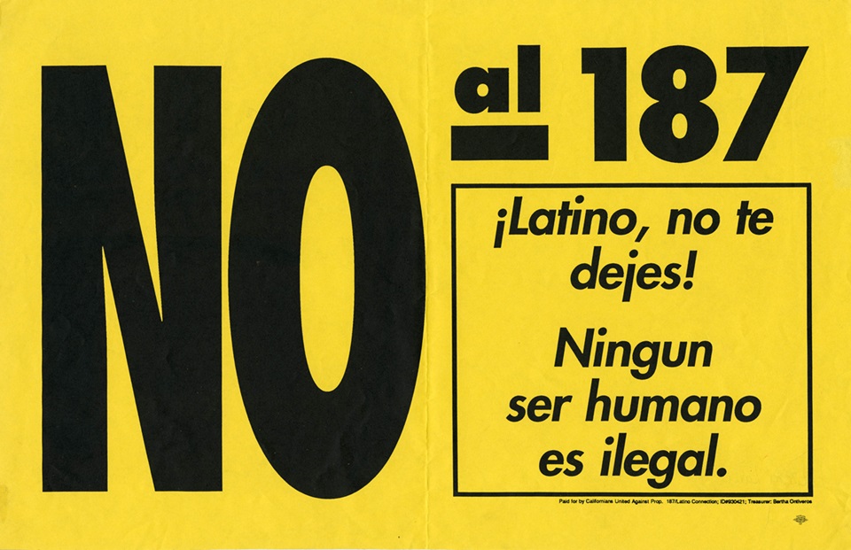 No on 187 Latino postcard