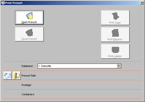 Print Presort Window with no active presort