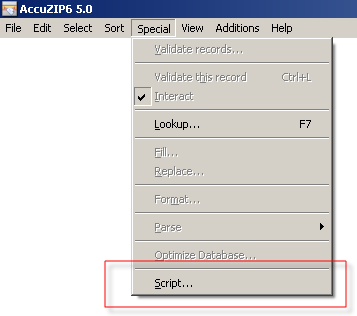 Special>Script menu selection with all active windows closed